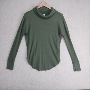 TNA Top Womens XS Olive Green Waffle Thermal Turtleneck Long Sleeve Casual